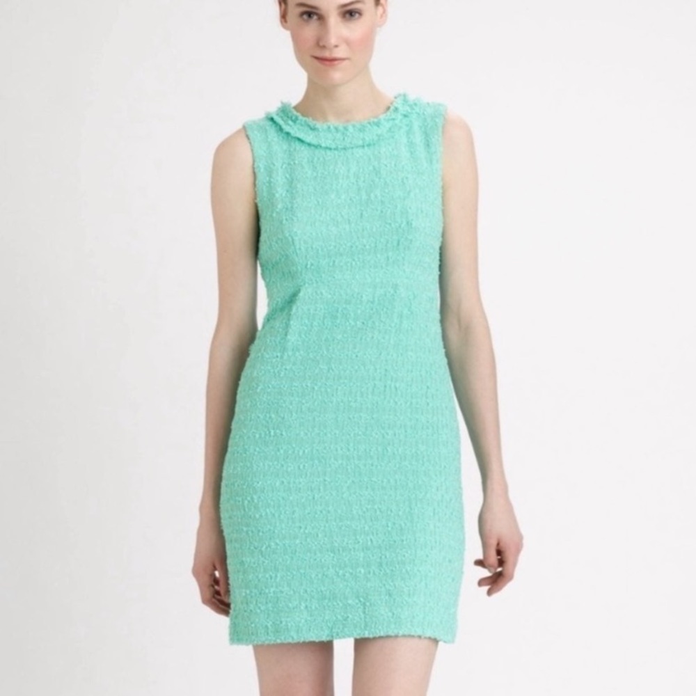 Kate Spade aqua tweed sleeveless sheath dress size 0